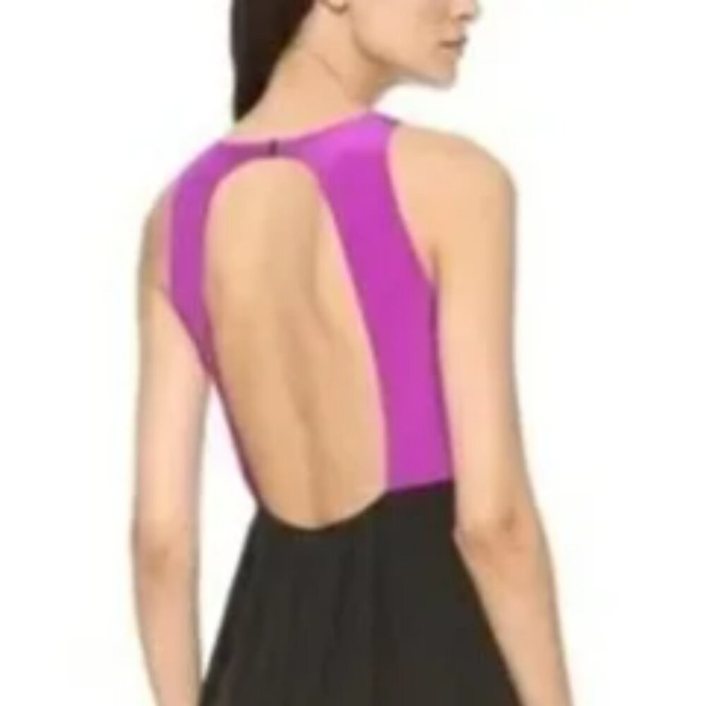 Tibi Matte Silk Color Block Black & Purple Open B… - image 6